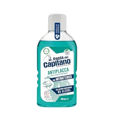 Obrázek Pasta del Capitano, Antiplaque Mundwasser, Alkoholfreies tägliches Übt eine effektive Wirkung aus, Mit antibakterieller Wirkung, 100% Made in Italy, 400 ml Flasche