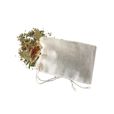 Obrázek KitchenCraft Domácí sáček na infuze, opakovaně použitelný bavlněný sáček, k nalévání bylin a koření pro potraviny, 6 x 2 cm, balení po 4 kusech, bílý