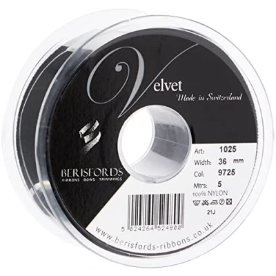 Obrázek Berisfords Samtband, schwarz, 5 m, 36 mm Breite