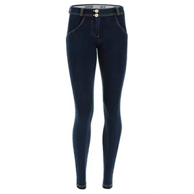 Obrázek FREDDY Damen Wrup1rc002 Leggings, Dunkle Jeans mit gelben Nähten, Medium