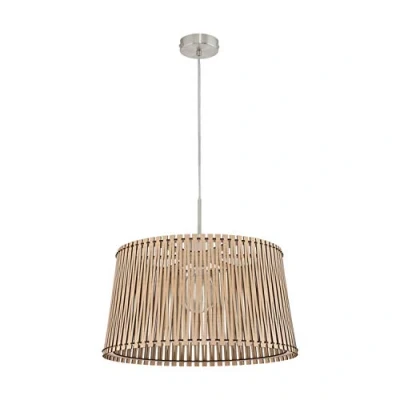 Obrázek EGLO závěsné svítidlo Sendero, závěsná lampa Boho, z oceli nikl matné, dřevo v javoru, na jídelní stůl přírodní, do obývacího pokoje s objímkou E27, Ø 45 cm