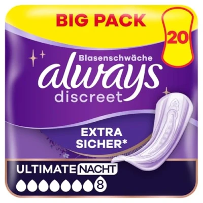 Obrázek Always Discreet dámské inkontinenční vložky Ultimate noční 20 kusů