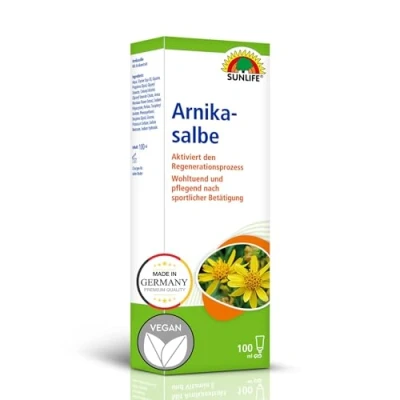 Obrázek SUNLIFE Arnika mast 1 x 100 ml blahodárná s extraktem z arniky a vitaminem E vyživující sportovní sval ideální pro masáž rychle se vstřebává svalová všechny typy pleti