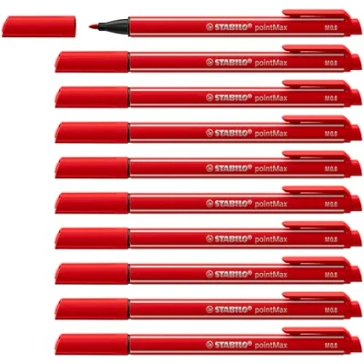 Obrázek Fixy STABILO PointMax balení 10 ks karmín