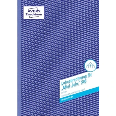 Obrázek Avery Zweckform 506 Lohn pro/obsah Zúčtování &quot;Mini Pro Díla&quot; (A4, s 1 Folio Modrá papír, 50 listů) Bílá/Bílá