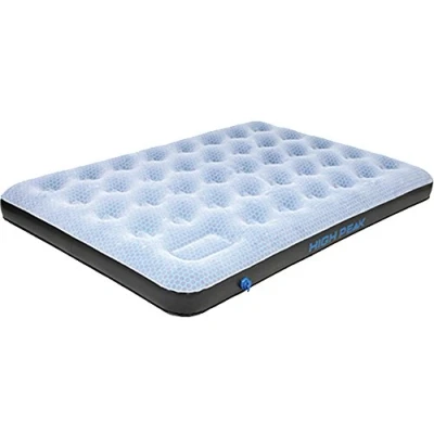 Obrázek High Peak Unisex Double Comfort Plus nafukovací postel, s integrovanou nožní pumpičkou a protiskluzovou funkcí, prodyšná, pro vnitřní i venkovní použití, šedá/modrá/černá, XL