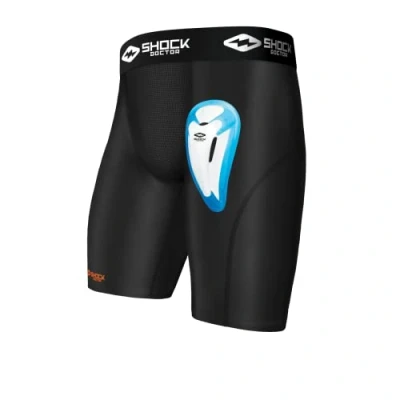 Obrázek ShockDoctor Youth Groin Compression Short s Bioflex Cupem, černá / modrá, XL, 221 BK BXL