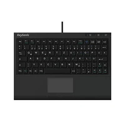 Obrázek Mini klávesnice KeySonic extra s touchpadem, USB kabel (2 m), plný obvod kláves, SoftSkin, ACK 3410 (DE)