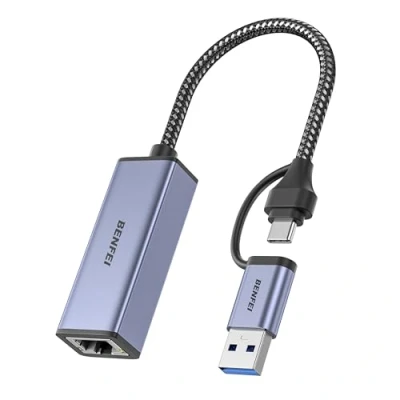Obrázek BENFEI USB Ethernet Adapter 1000Mbps, auf RJ45 Gigabit LAN Netzwerkadapter Kompatibel für MacBook Surface Pro Notebook PC mit Windows 11/10/8.1/8/7/XP/Vista, Mac OS