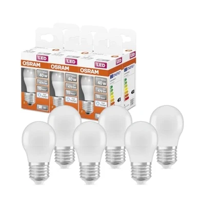 Obrázek OSRAM LED Star Classic A40 žárovka pro patici E27, tvar žárovky, FR, 470 lumenů, bílé denní světlo (6500 K), náhrada za běžné 40W nestmívatelná, balení 6 ks