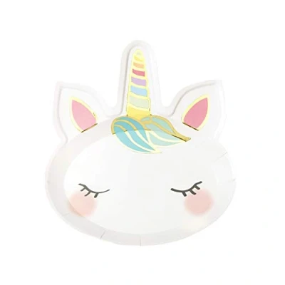 Obrázek 8 papírových talířů s jednorožcem Party od Talking Tables. Narozeniny, oslavy miminek, maškarní party, pohádková party. 8dílné balení, papír, UNICORN PLATE FACE