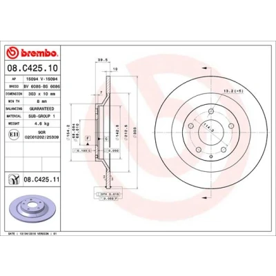 Obrázek Brzdový kotouč BREMBO 08.C425.11