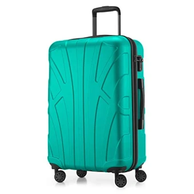Obrázek suitline Kufr na kolečkách ve 3 velikostech, sada kufrů skořepinový cestovní (55 cm, 66 76 cm) dvojitá kolečka, tyrkysová, 65 cm