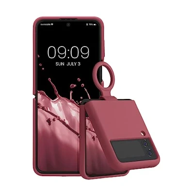 Obrázek kwmobile Flip Soft Case kompatibilní se Samsung Galaxy Z Flip4 silikonové pouzdro pro skládací mobilní telefon na mobil v tmavě růžové barvě