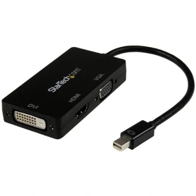 Obrázek StarTech.com MDP2VGDVHD Mini DisplayPort adaptér (1920 x 1200/1080p, cestovní adaptér, mDP na VGA, HDMI nebo DVI, 3 v 1 konvertor)