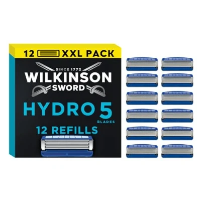Obrázek WILKINSON SWORD Hydro 5 břitů pro muže hydratační gel a sklopný zastřihovač žiletky balení 12 ks