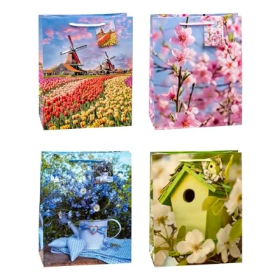 Obrázek TSI Dárkové sáčky FRÜHLING, balení 12 kusů, velikost: Velká (VxŠxH32 x 26 13,5 cm), č. 83310