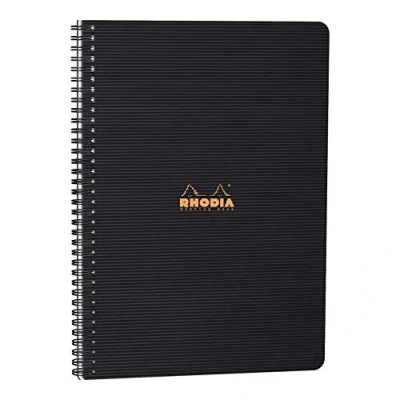 Obrázek Rhodia 119940C Meetingbook zápisník (s dvojitou spirálovou vazbou, 5 rejstřík, potištěný, linkovaný, s možností přemístění, DIN A4, 21 x 29,7 cm, 90 g, 80 listů) 1 kus černý