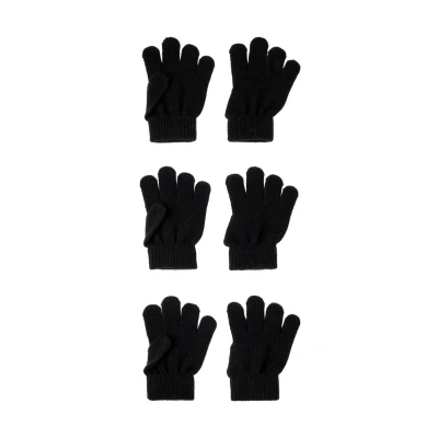 Obrázek Name it Nknmagic Unisex 3 PACK Rukavice pro děti, Velikost: 74 80, Black