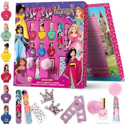 Obrázek Princess Nagellack auf Wasserbasis 6 Flaschen Farben mit Erdbeerduft &amp; Glamour Accessoires Körperspray, Lipgloss, Haarspangen, Nagelaufkleber, Maniküre Pediküre Artikel
