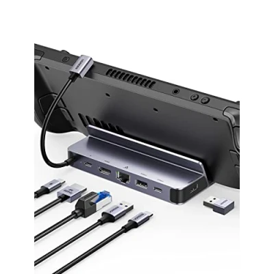 Obrázek UGREEN Steam Deck Dock kompatibilní s OLED, ASUS ROG Ally USB C Docking Station HDMI 4K@60Hz, Gigabit Ethernet, C/USB A Ports, PD 100W