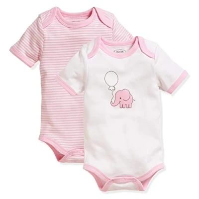Obrázek Schnizler Unisex malé děti Multipack Baby body, růžová 1/4 rukáv balení 2 ks slon