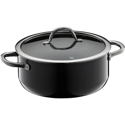 Obrázek WMF Velký hrnec na vaření Fusiontec Inspire 24 cm, skleněná poklice, indukční hrnec, 4,4 l, high tech keramika, odolný proti poškrábání, bez povrchové úpravy, černý, vyrobeno v Německu
