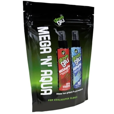Obrázek gloveglu Men&#039;s MEGA + Aqua Bundle Bag Megagrip Aquagrip 120ml Bottle Improve Goalkeeper Glove Grip
