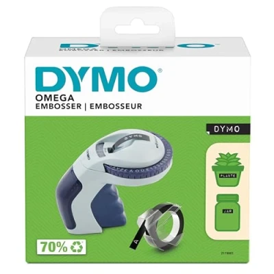 Obrázek DYMO Reliéfní zařízení Omega malý popisovací přístroj se systémem otočného kliknutí a ergonomickým designem na doma pro kutilské hobby projekty (£/, Ä, Ö Ü)