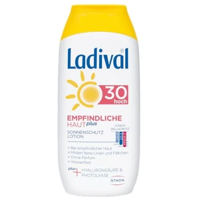 Obrázek Ladival Citlivá pokožka Plus opalovací krém LSF Bezparfémové mléko bez barviv a konzervačních látek voděodolné ml, ochranný faktor 30, 200 ml