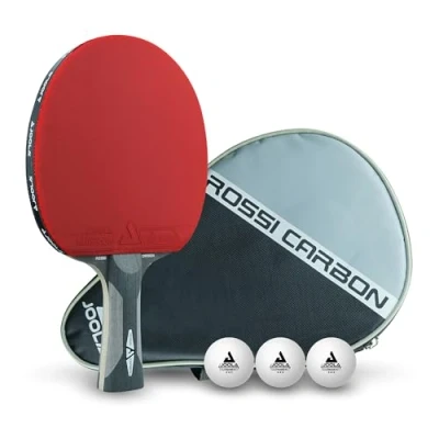 Obrázek JOOLA Profi pálka na stolní tenis Rosskopf Carbon, schváleno ITTF, pro pokročilé hráče, včetně pouzdra a 3 míčků