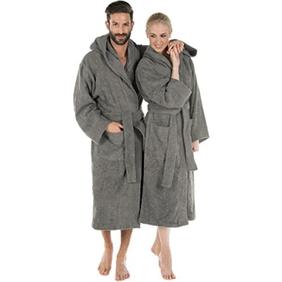 Obrázek CelinaTex S XXXL Bademantel Kapuze Uni lang aufgesetzte Taschen Damen Herren Unisex warm Frottee Baumwolle OEKO TEX Montana