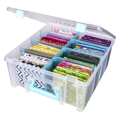 Obrázek ArtBin 6990SA Super Satchel Double Deep with Removable Dividers, Large Portable Art &amp; Craft Storage Handle, Translucent/Aqua Mist