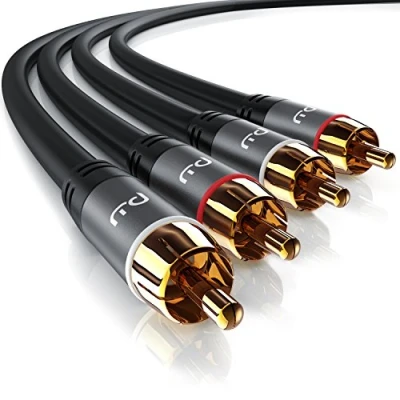 Obrázek CSL Stereo Cinch audio Kabel 1m 2X na AUX vstupy kovový konektor pozlacený dvojitě stíněný