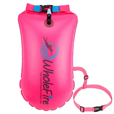 Obrázek WholeFire Aufblasbarer Schwimmring, wasserdicht, 20 l, für Wassersport, Freiwasserschwimmer, Triathleten, Kajakfahrer und Schnorchel, Rosa