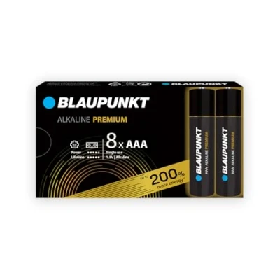 Obrázek BLAUPUNKT Premium AAA balení alkalických baterií s 8, nejlepší pro herní ovladače a hračky, LR03BPR/8CB