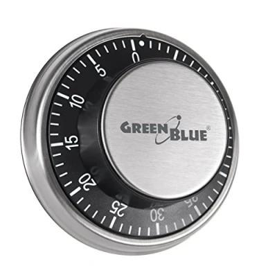 Obrázek Green Blue GB152 Mechanická kuchyňská minutka časovač na vejce s magnetickou zadní stranou Kuchyňské hodiny Krátký čas 59 min, Silver Black