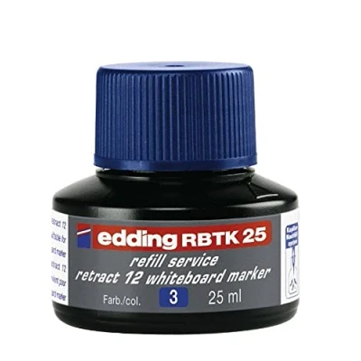 Obrázek edding RBTK 25 náhradní inkoust modrá ml s kapilarovým systémem, ideální pro čisté a nekomplikované doplňování whiteboard marker retract 12