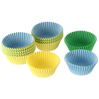Obrázek Dr. Oetker Papírové formičky na pečení Ø 3 cm, barevné muffiny z papíru, cupcaky, a pudinky, barva: žlutá/zelená/modrá (množství: 180 kusů)