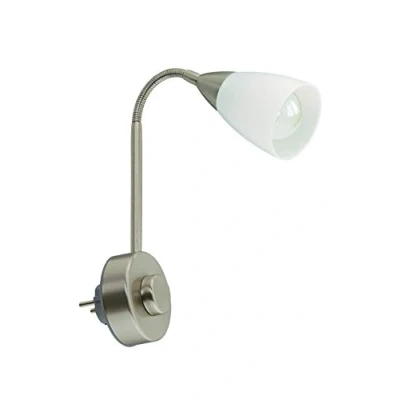 Obrázek Briloner Svítidla lampa do zásuvky flexibilní rameno, svítidlo E14, lampička na čtení 25 W, vč. otočného stmívače, matný nikl bílý, kov, W