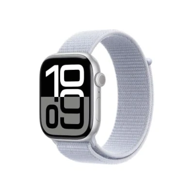Obrázek Apple Watch Series 10 46mm Prata (Světle Modrý Nylonový Popruh)