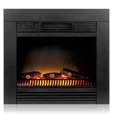 Obrázek Classic Fire Chicago elektrický krb s topením elektrické topení 1800 W krbová kamna topením, spínací deskou a časovačem sporák LED plameny vestavný model černý