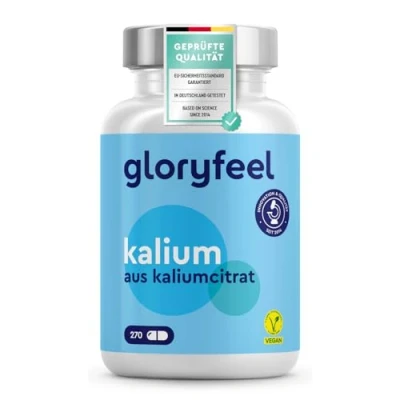 Obrázek Draslík 270 kapslí (+4 měsíce) 800 mg elementárního draslíku (citrátu) vysoká dávka na krevní tlak, svalovou funkci a nervový systém * Vegan, laboratorně testováno, vyrobeno v Německu bez