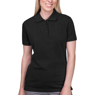 Obrázek HRM dámské Heavy Stretch Polo I Premium polotričko z 95 % bavlny a 5 elastanu Basic Polohkošile lze prát do 40 C Kvalitní &amp; udržitelné horní díly Workwear, černá (Black 01 black)