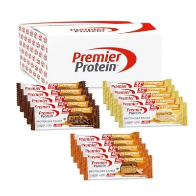 Obrázek Premier Protein Bar Deluxe 40% multiflavourbox 15x50g Low Sugar Carb bez palmového oleje