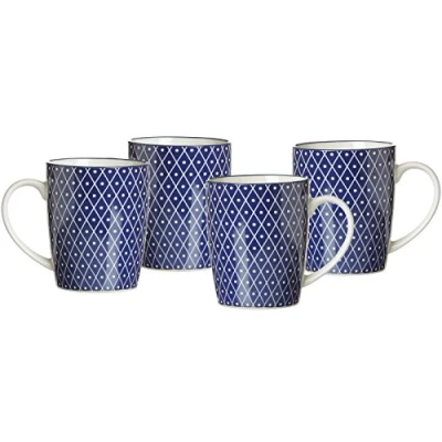 Obrázek Ritzenhoff &amp; Breker Sada hrnků na kávu Royal Reiko, 4dílná, 350 ml, porcelánové nádobí, modrobílá