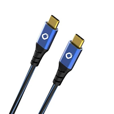 Obrázek Oehlbach USB Plus CC kabel pro smartphony 2 x typ C 3.1 plášť z PVC OFC, modrý/černý 1 m
