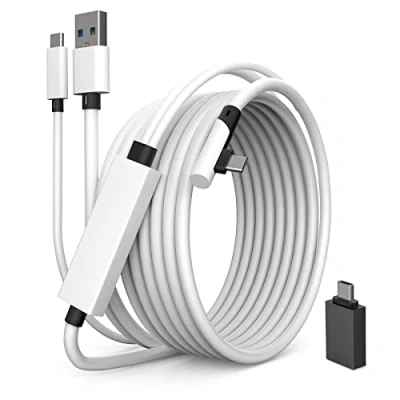Obrázek Tiergrade Kabel 2 v 1, kompatibilní s Oculus/Meta Quest 2, se samostatnou funkcí nabíjení USB C pro VR Headset, 5 metrů 3.0 na typ příslušenství Steam VR/Gaming PC
