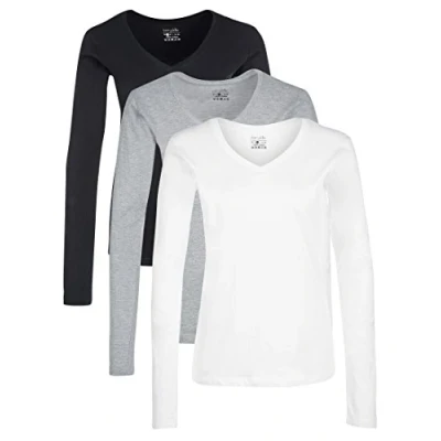 Obrázek berydale Základní dámské tričko s dlouhým rukávem I sada 3 ks Longsleeve dámské, dlouhá dámská trička rukávem, tričko, dlouhé rukávy,