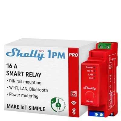 Obrázek Shelly Pro 1PM WLAN a Bluetooth Smart spínač relé s měřením výkonu Automatizace v domácnosti Kompatibilní Alexa Google Home Aplikace iOS Android Není nutný rozbočovač Bezdrátové ovládání